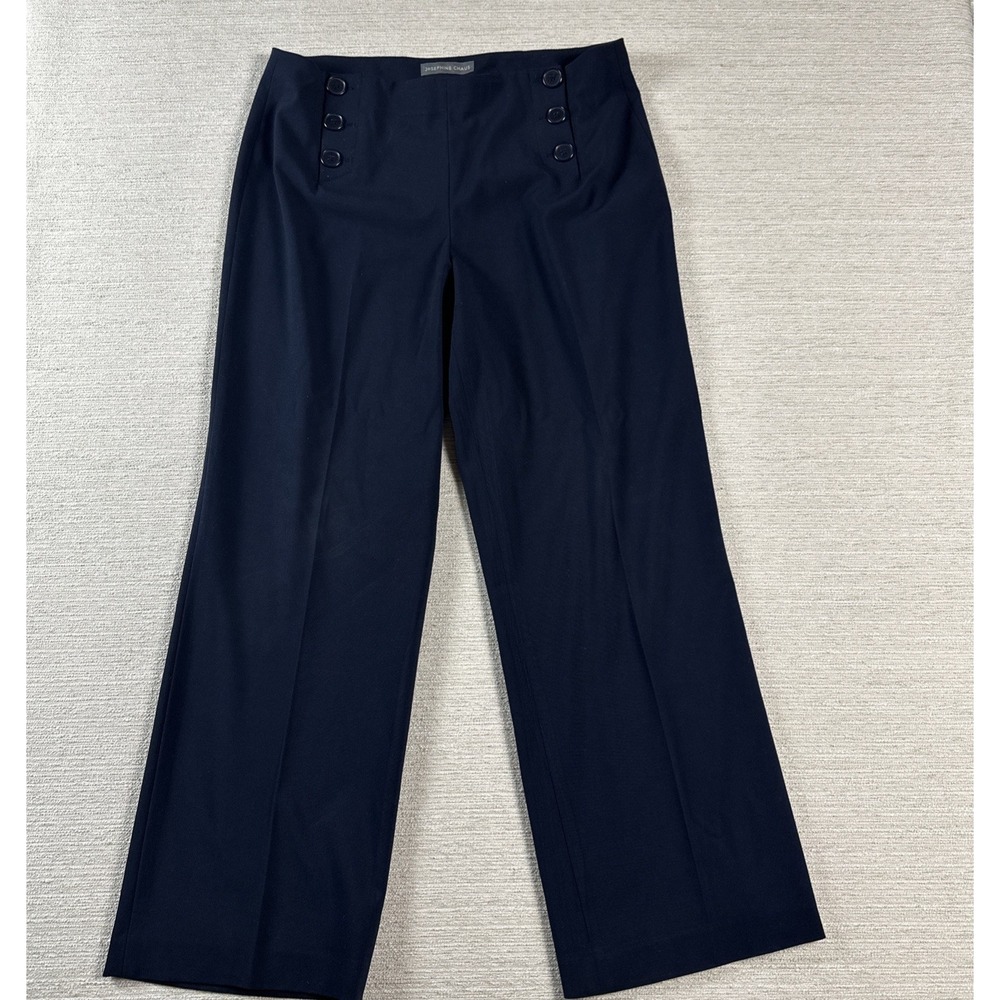 Nautical Sailor Wide Leg Dress Pants Navy High Rise Size 16 Josephine Chaus